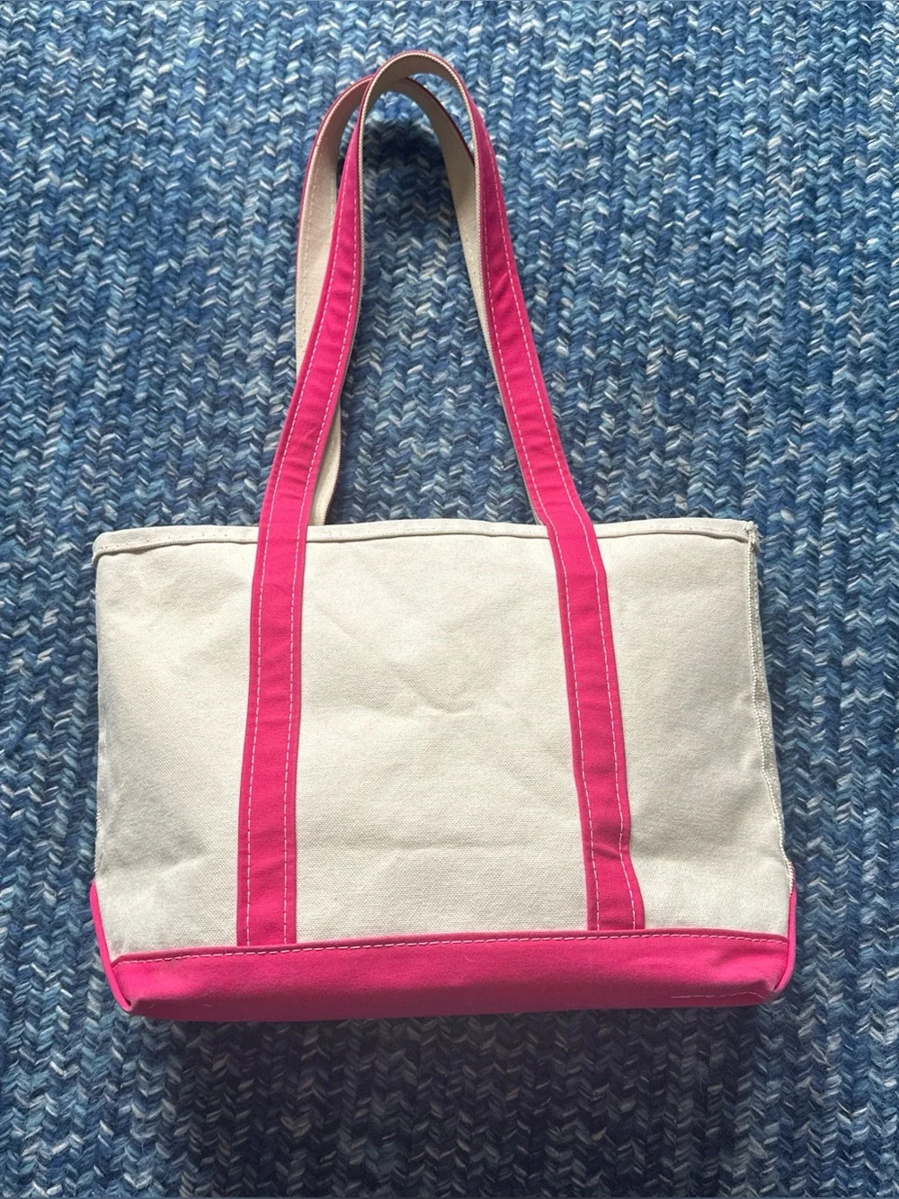 LL Bean boat and tote medium tote hot pink long handles